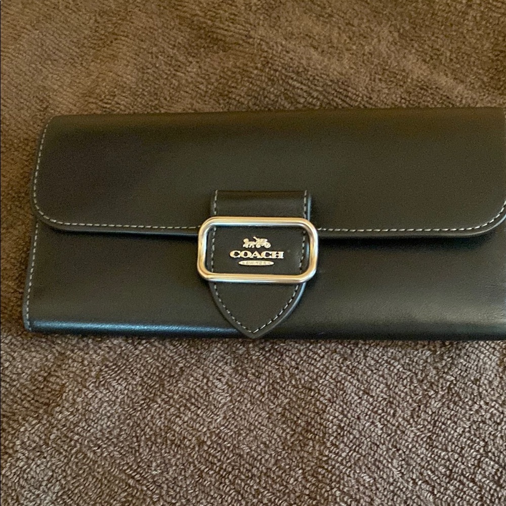 Coach Black Leather Clutch with Buckle